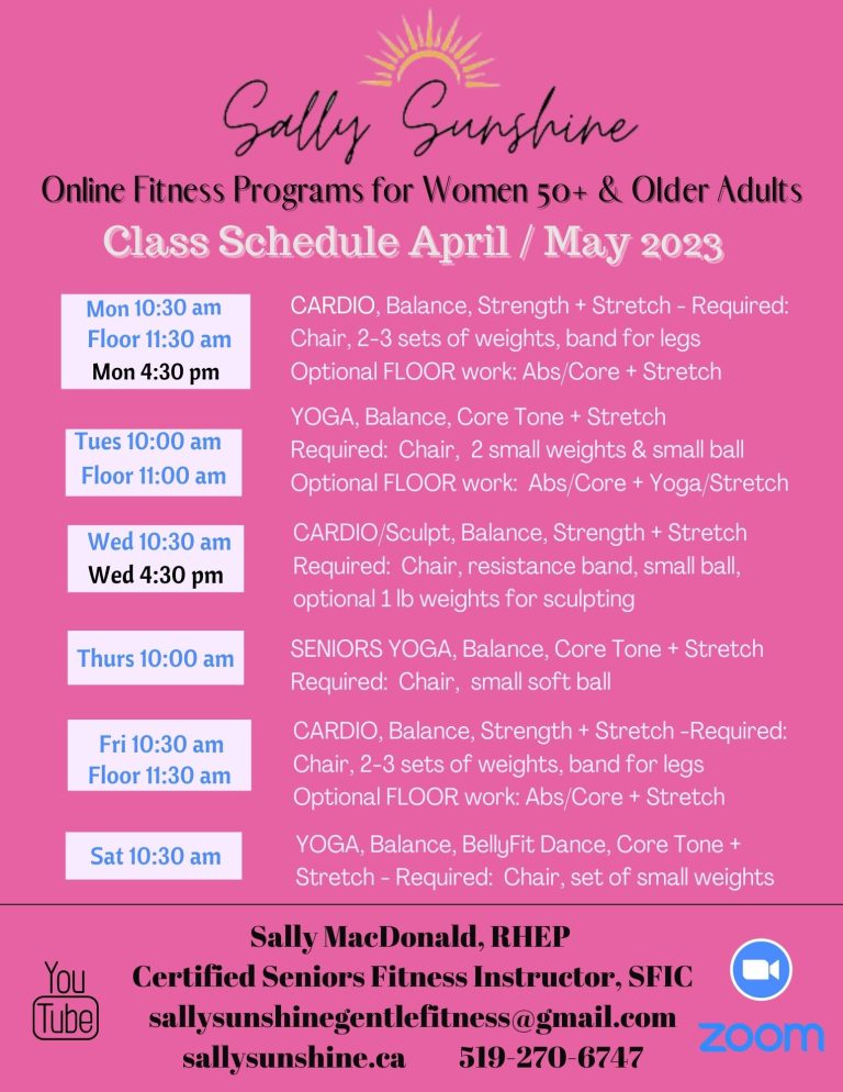 Online Classes 1 Zoom Class Schedule April May 2023
