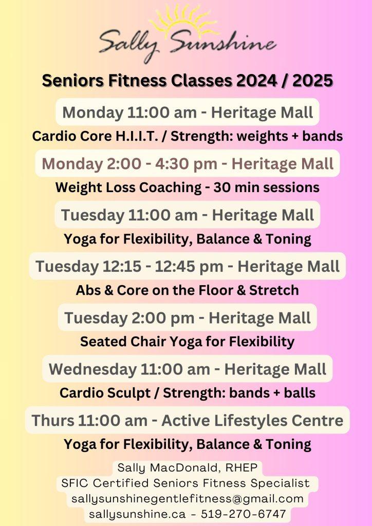 Sally Sunshine Class Schedule