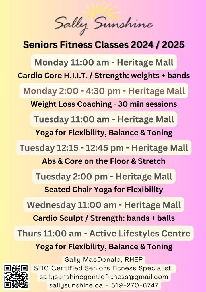 Sally Sunshine Class Schedule